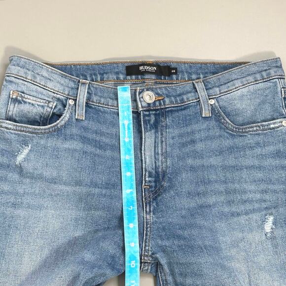 Hudson Lana Boyfriend Ripped Jeans Distressed Hem Denim Medium Wash Blue - Picture 11 of 12